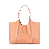 Tan color leatherette tote bag by JAV for women.